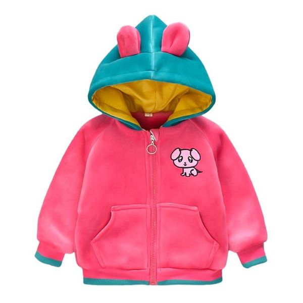 

childs baby winter cotton clothing baby snowsuit cartton animal dog print zip jacket with hood 3d ear 0.5-4years, Blue;gray