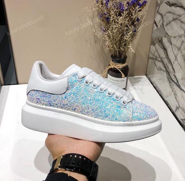 

designer luxury platform classic casual shoes mens womens skateboarding shoes sneakers glitter shinny heelback dress tennis chaussuresd09, Black
