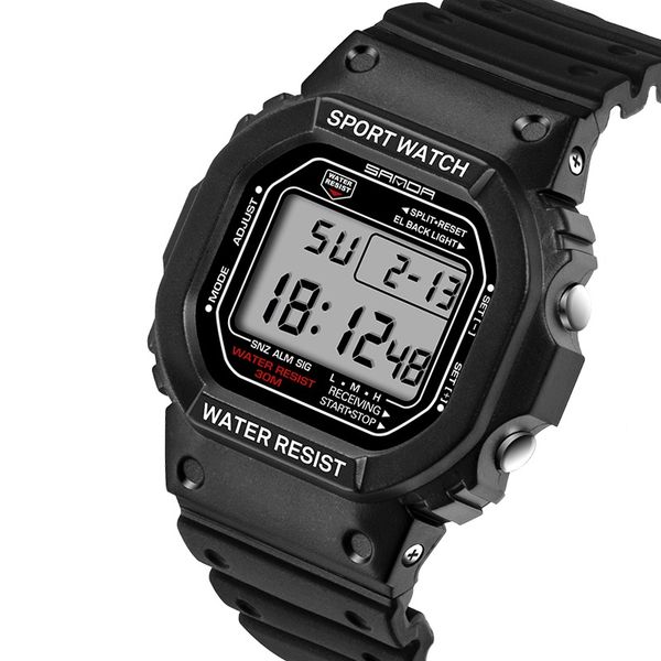 

men outdoor sport watch 3bar waterproof digital watch men alarm clock fashion male clock digital montre homme, Slivery;brown
