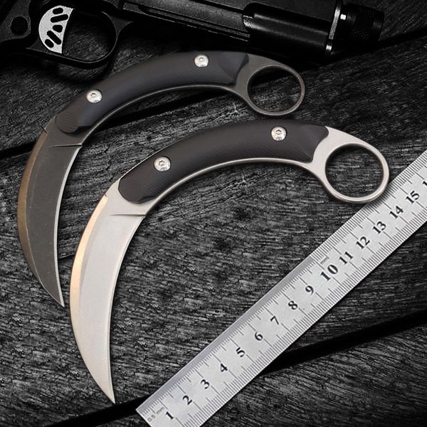 

karambit outdoor self-defense tactical combat knives sharp d2 fixed blade cs go claw knife survival straight hunting pocket edc