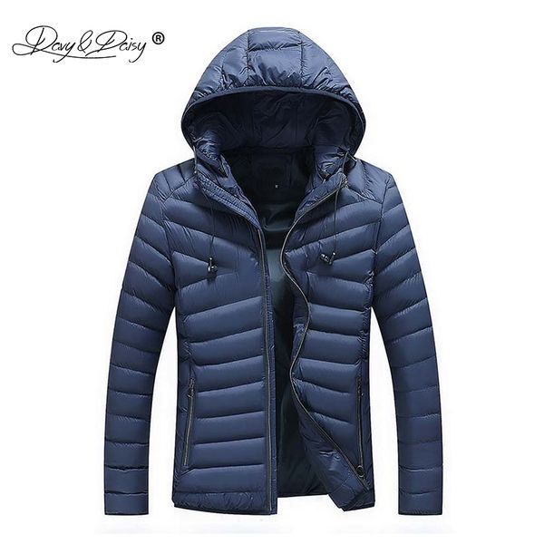 

davydaisy new men winter jacket casual padded cotton thick warm hooded parkas men fashion coat male brand clothing outwear jk085, Black