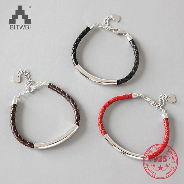 

2018 new 100% 925 sterling silver & real leather chain charm fit bracelet for women men original fine jewelry, Golden;silver