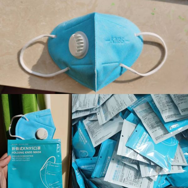 

stock folding ffp2 n95 mask with breathing valve face protective kn95 masks self-priming filter in individual packing