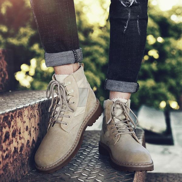 

pu leather men boots autumn winter ankle boots fashion footwear lace up shoes men vintage shoes .18, Black