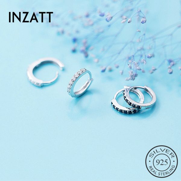 

inzatt real 925 sterling silver minimalist geometric zircon round hoop earrings for women party 2019 fashion jewelry accessory