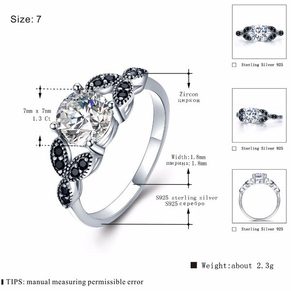 

классический 925 sterling silver fine jewelry модные обручальное bague для женщин обручальные кольца bijoux размер 6 7 8 9 10 c035