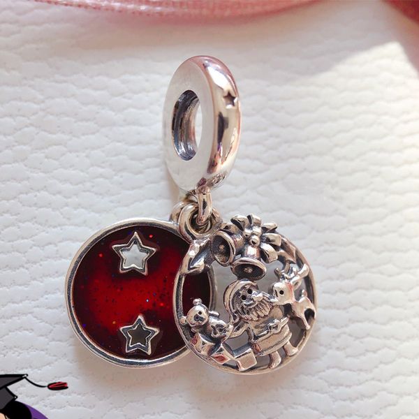 

new santa love peace joy dangle charm 925 sterling silver beads fit pandora style charms bracelets necklace diy christmas gift 798468c01, Bronze;silver