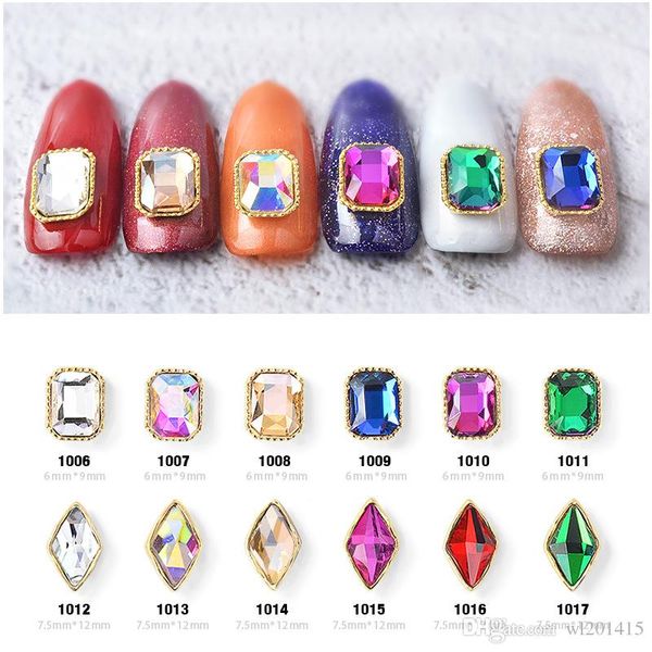 

5pcs charm alloy flat back 3d nail art rhinestone decorations shiny crystal jewelry diamonds design anomaly glass manicure accessories, Silver;gold