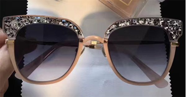 

luxury- new fashion ladies designer sunglasses jm mote retro square frame half of the crystal sequins summer style uv lens with original box, White;black