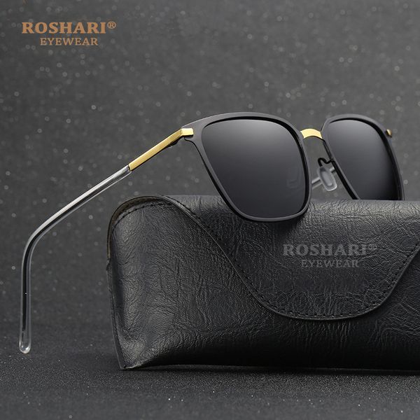 

roshari r001 sunglasses polarized men women uv400 driver dazzle color classic brand designer outdoors fashion metal, White;black