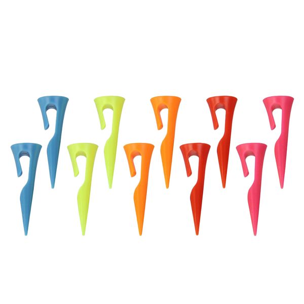 

10pcs colorful portable golf tees with hook for clip on cap visor, pocket or glove golf club equipment training aids practice tools