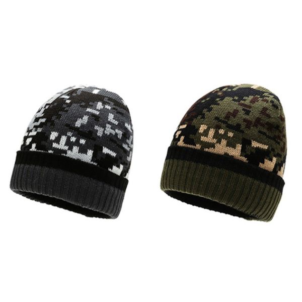 

мужчины женщины зима эластичность вязание bonnet skullies beanie cap camo толстые плюш подкладка теплых лыжные вязаные наручники шапочка 1, Black