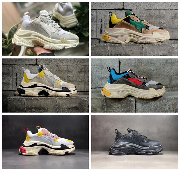 

triple s casual shoes men women trainer shoe women bottom 5 combination soles casual shoe, Black