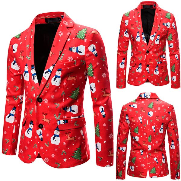

coat weddingmens korean slim casual male men's autumn and winter new fashion casual christmas printing long sleeve suit#912, White;black