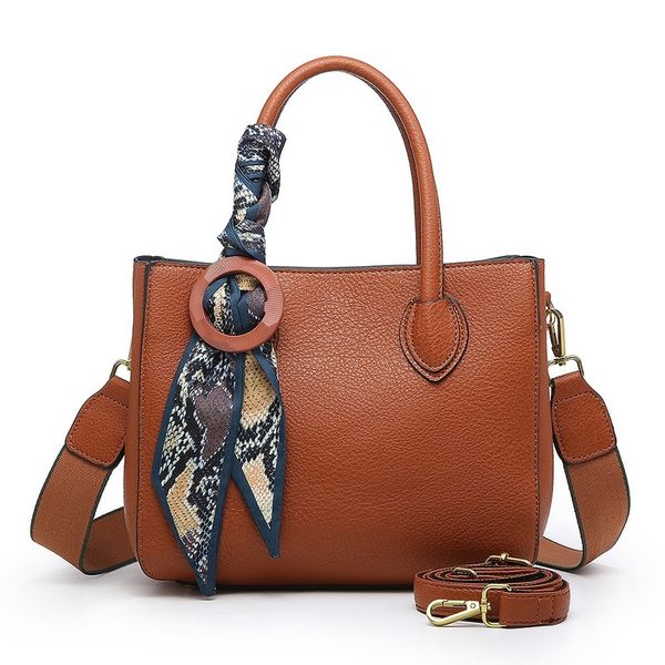 

2020 new fashion atmosphere handbag simple and versatile one-shoulder diagonal bag silk scarf decoration trend female bag