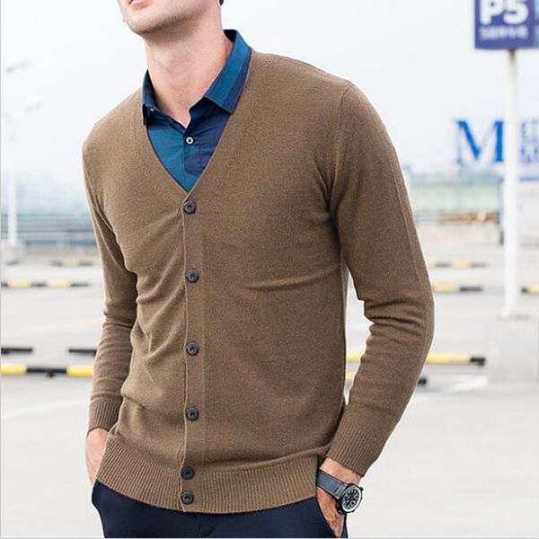 

new mens autumn sweater casual cardigan v-neck long sleeve button male fashion outwear knitted jumper men's sweaters, White;black