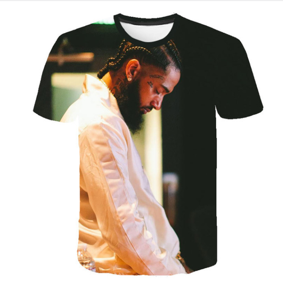 

2019 rapper nipsey hussle 3d printing short t shirt men/women harajuku hip hop short sleeve t shirt nipsey hussle cool streetwear q990, White;black