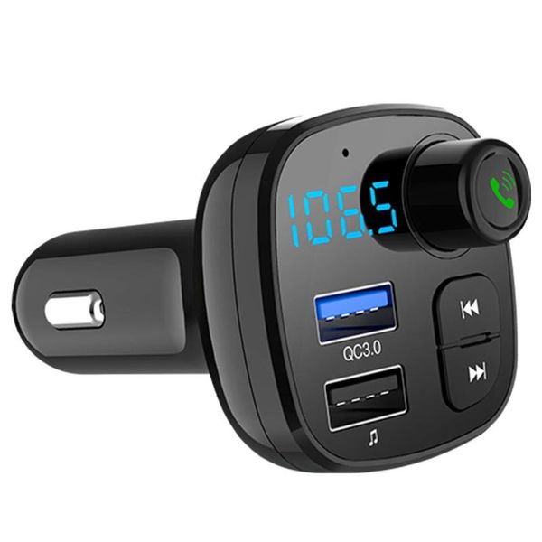 

vodool bt12 bluetooth 5.0 handscar kit wireless fm transmitter mp3 player support qc3.0 fast charging usb car phone charger