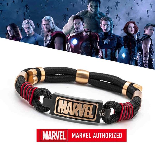 

marvel bracelet bangle stainless steel chain original men's leather belt avengers captain america spider men cool gift box new, Golden;silver