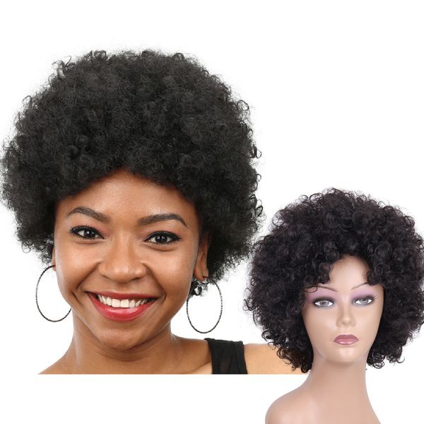 

women african short curly wigs black front heat resistant synthetic hair wigs for black women 2m81211, Brown