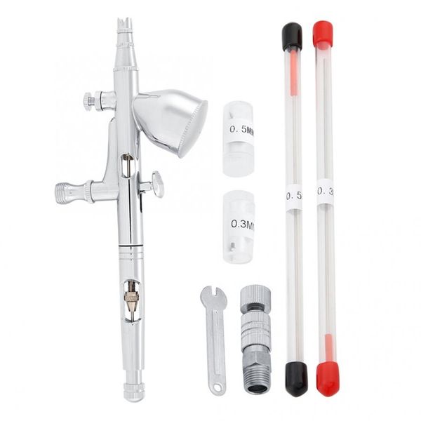 

new gravity feed dual action 9cc airbrush spray 0.2mm 0.3mm 0.5mm needles nozzles kit tools