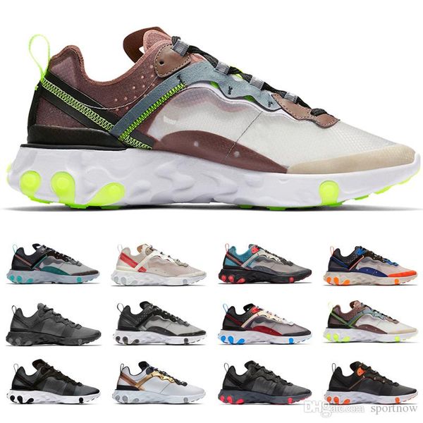 

87 react element 55 running shoes for men women triple black sail solar red total orange neptune green trainers sport sneakers size 36-45, White;red