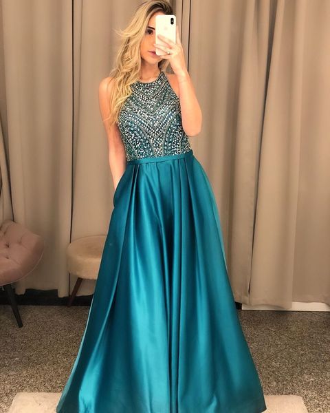 

блеск 2019 холтер crytal бисер длинные линии платья невесты sexy backless вечернее платье на заказ, Black;red