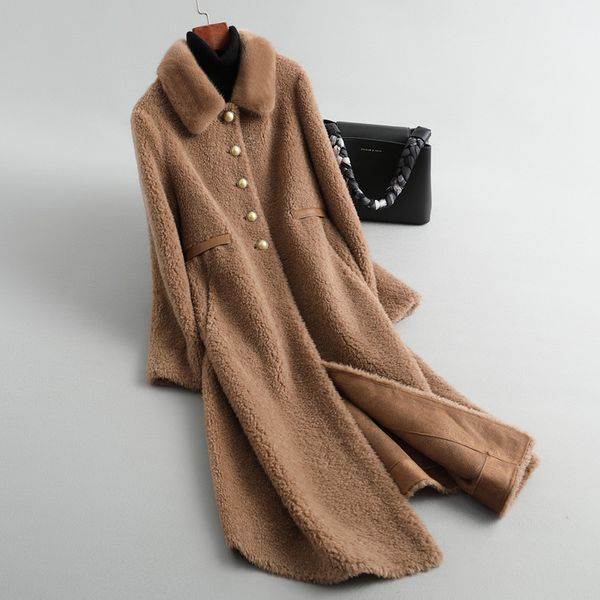 

real fur coat women winter coat women clothes 2020 collar parka real fur jacket sheep shearing wool jacket 19034 yy2350, Black