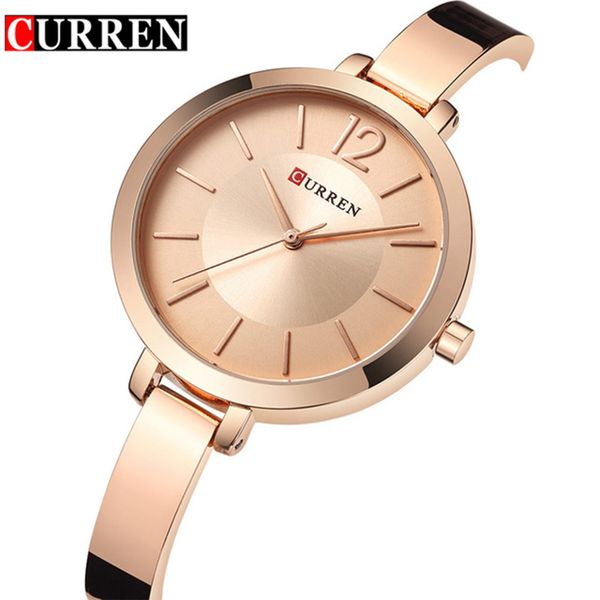 

fashion curren quartz watch women steel bracelet ladies quartz-watch dress wristwatch clock female, Slivery;brown