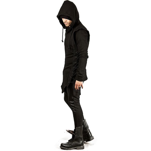 

mens assassins creed guard hat loose cable-stayed chain coat black guard hoodie men