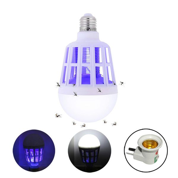 

220v e27 uv led bulb 15w mosquito killer lamp 2 in 1 mosquito trap insect killer light bulb bug zapper night light for baby