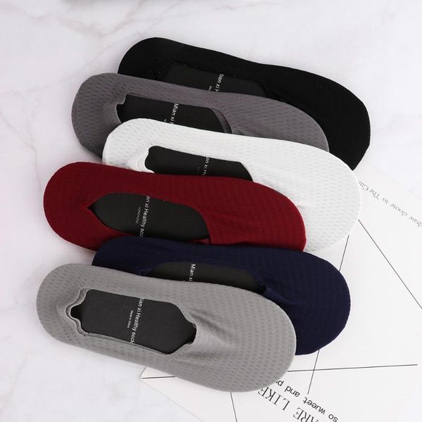 

1pair men's ice silk boat socks ultra-thin invisible socks shallow silicone plain color non-slip seamless ankle, Black