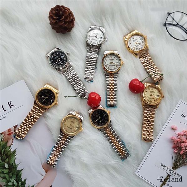 

watch men automatic luxury waterproof watches silver strap blue stainless mens gmt mechanical wristwatch day date dg1, Black;brown