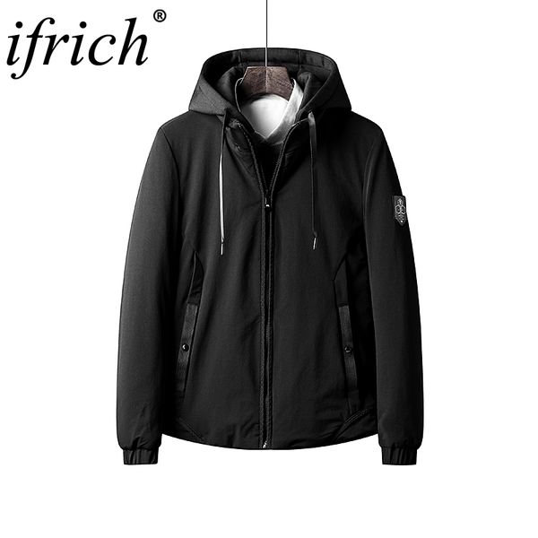 

winter autumn men casual hooded thermal jacket parka coat brand new fashion solid waterproof black jackets parkas mens clothes