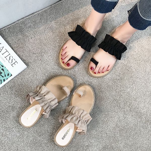 

shoes women rubber flip flops slippers summer pantofle slides flock fashion shale female beach big size soft hawaiian 2020, Black