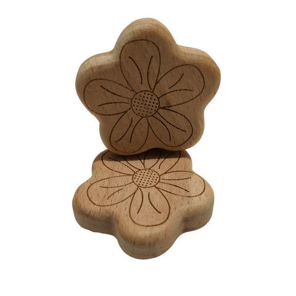

natural beech wood flower shape pacifier clip unfinished nontoxic baby nipple holder diy infant pacifier clasps holder accessories