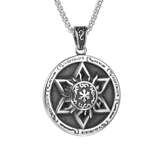 

pentagram charm antique tibetan bronze pentagon pendant, Silver