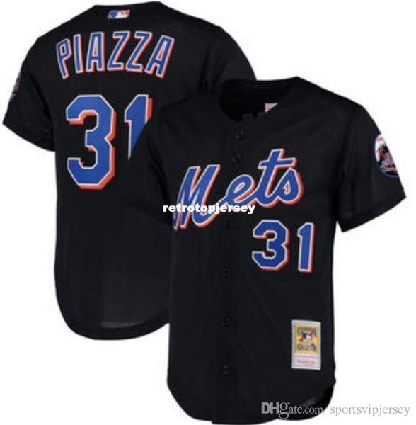 

black mitchell & ness new york #31 mike piazza batting practice jersey throwbacks mens stitched baseball jerseys, Black;blue