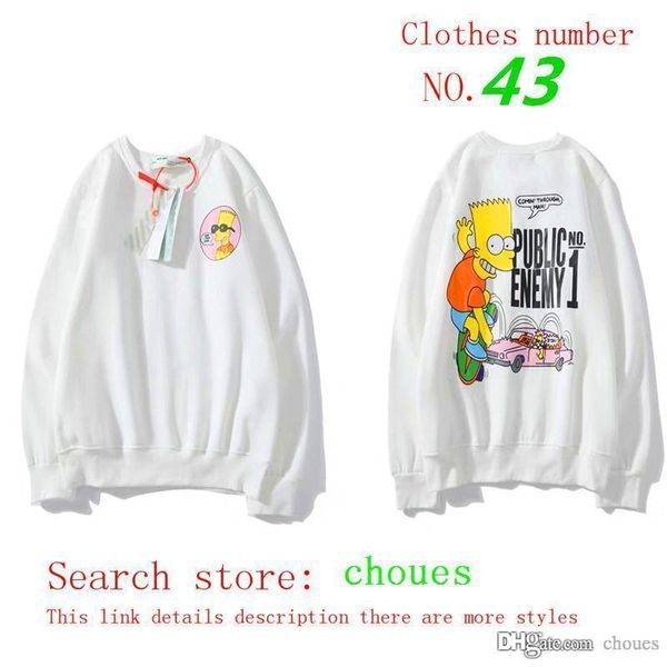 

t off w осень зима толстовка ow свободные белые мужские и женские свитера куртка поп вышивка высокое качество масляной живописи стрелка печа, Black