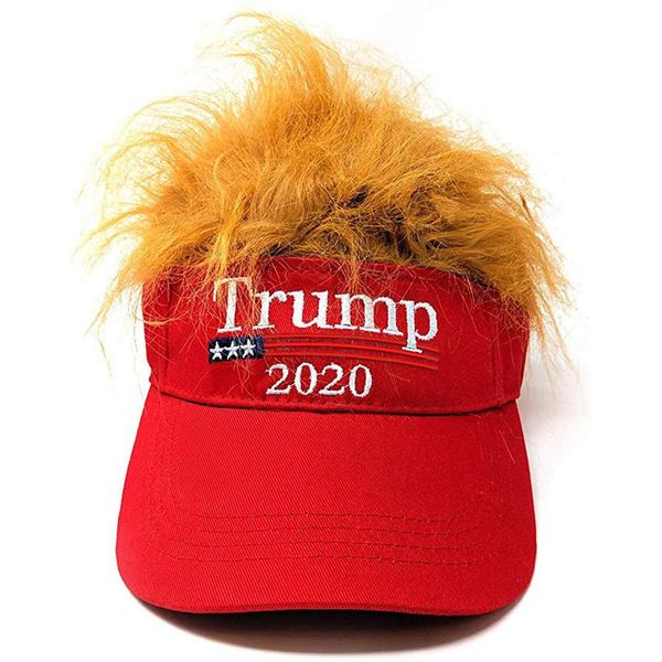 

trump orange hair wig visor cap joke novelty gag gift red fake fur hat maga 2020 fashionable design america president fjldc, Black;white