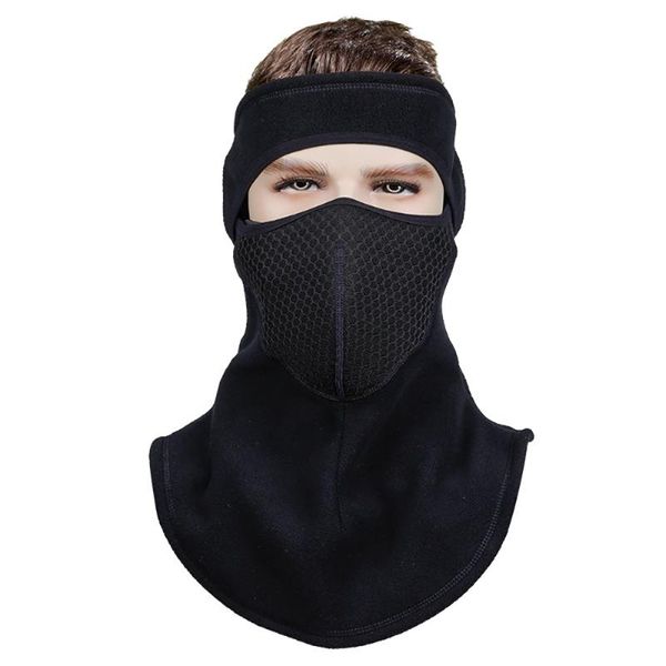 

winter neck full face mask outdoor warm fleece mask hood windproof scarf cap protection hat helmet ski cycling bike accessories, Black