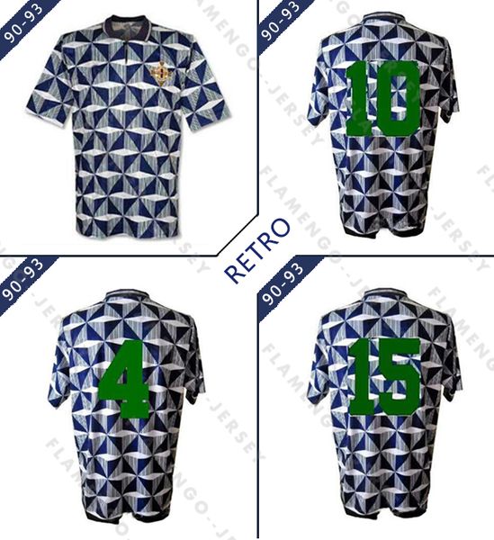 

1990-93 classic northern ireland away shirt retro soccer jerseys home 90 91 92 93 retro classic football shirts, Black;yellow