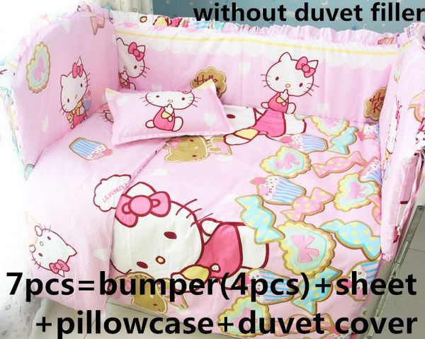

promotion 6/7pcs cartoon baby bedding set 100% cotton bed duvet cover bed sheet , 120*60/120*70cm