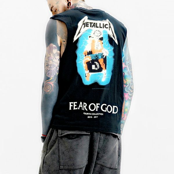 

t-shirt 3d summer mens sleeveless tee fg harajuku embroidery cotton vest new fashion, White;black