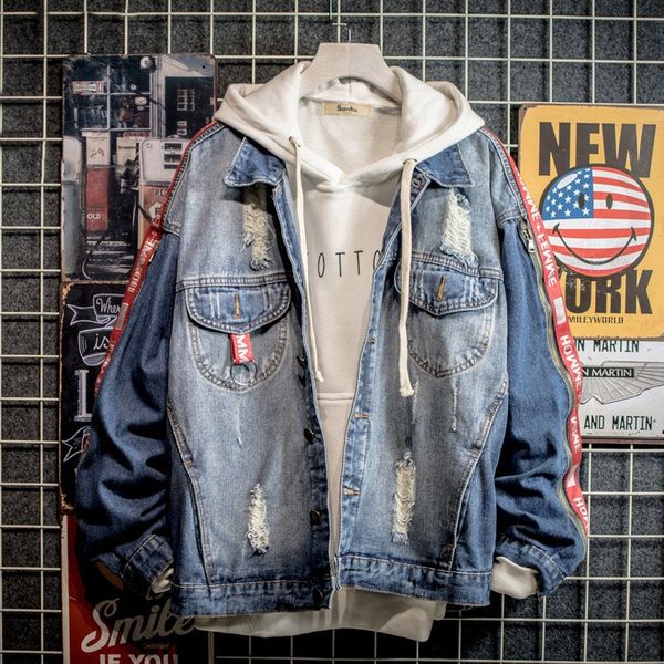 

zogaa men's denim jacket casual bomber jacket cowboy hip hop retro denim vintage jean coat streetwear chaqueta hombre, Black;brown