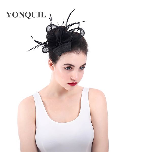 

2018 new multiple color sinamay fascinator feathers headwear wedding bridal party show hair accessories millinery cocktail hat