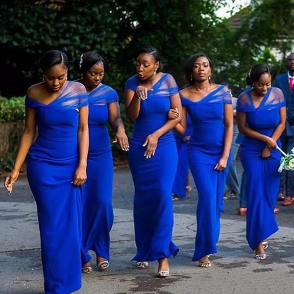 Acheter 2019 Robes De Demoiselle Dhonneur Longues De Couleur Bleu Royal Sexy Longues Balayer Longueur Robes De Mariage Invité Sur Mesure De 8744 Du