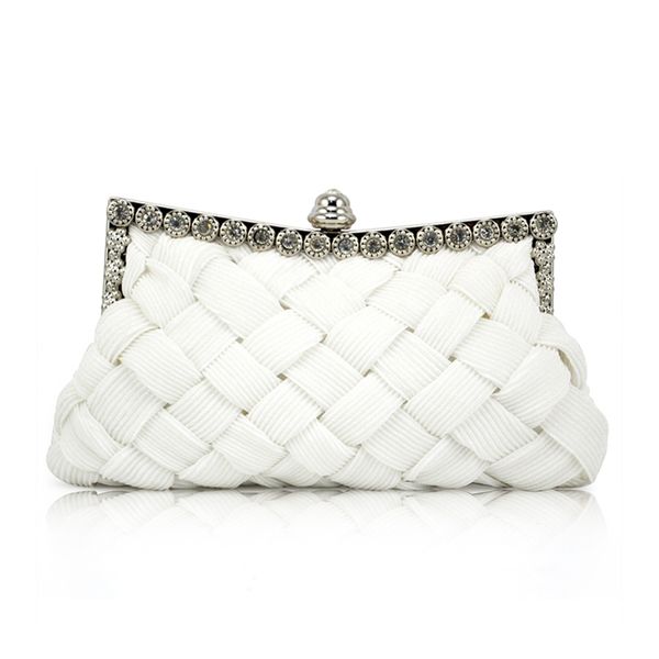 

white satin bridal evening prom clutch handbag purse