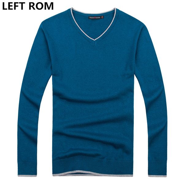 

left rom fashion men's winter warm solid-colored knit shirts/male high-grade slim fit v-neck leisure set head sweater size xxxl, White;black