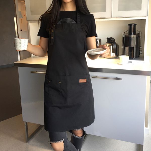 

2017 new canvas apron for women outsides bbq senior bib kitchen cleaning apron men cooking restaurant waitress custom print logo